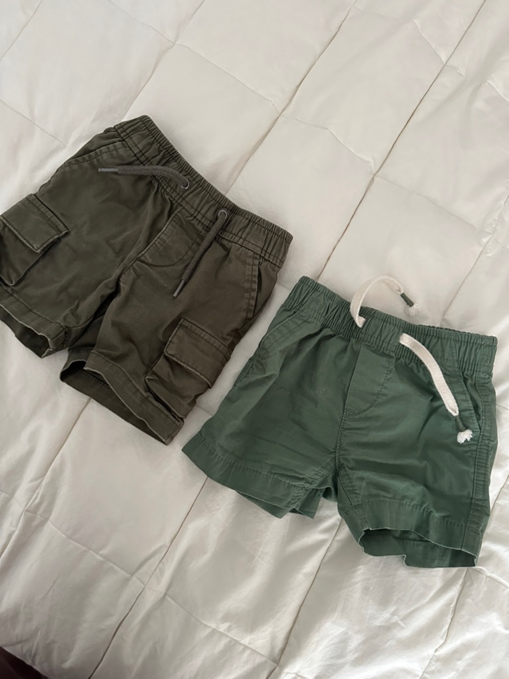 Baby Green Cargo & Drawstring Shorts Duo